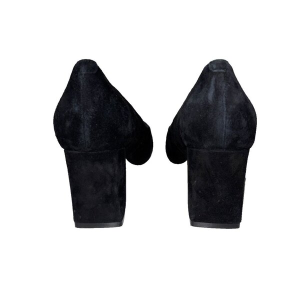 MARC FISHER LTD Pointed Toe Block Heels Pumps Black Suede Women's Size 8 Preppy - Picture 7 of 12